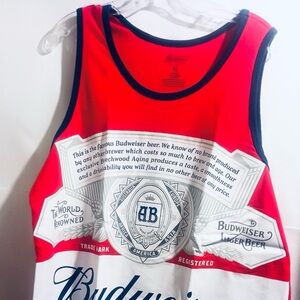 Classic Red Budweiser Mens Sleeveless Shirt, Size X-Large, NWOT